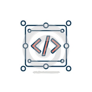 Coding Symbol Vector Icon of Programming Language in a Square for Application or Website