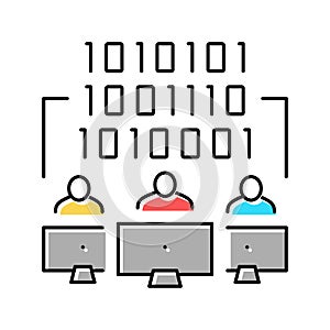 coding teamwork color icon vector illustration