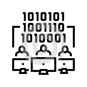 coding teamwork line icon vector illustration