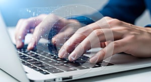 Coding and Technology Concept: Hands Typing on Laptop