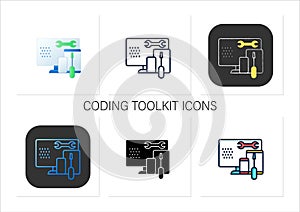 Coding toolkit icons set