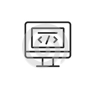 Coding tools, icon in line design. Coding, tools, programming, development, software, editor, syntax on white background