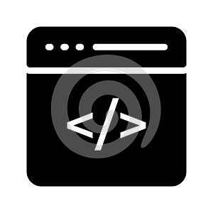 Coding glyph flat vector icon