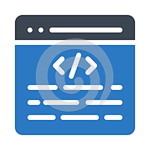 Coding glyph color flat vector icon