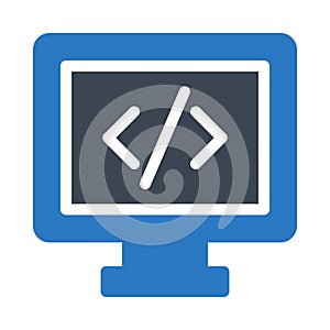 Coding glyph color flat vector icon