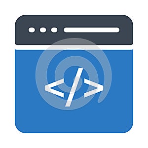 Coding glyph color flat vector icon