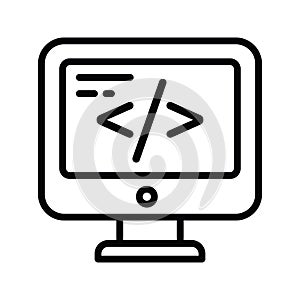 Coding vector outline Icon Design illustration. Cloud computing Symbol on White background EPS 10 File