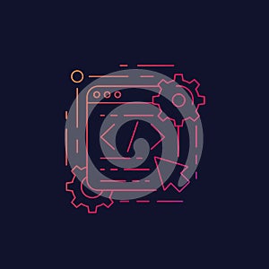 Coding, web design and app development linear icon