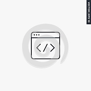 Coding website, linear style sign for mobile concept and web design