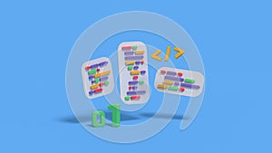 Coding windows minimal cartoon style 3D render illustration