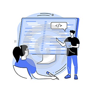 Coding workshop abstract concept vector illustration.