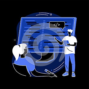 Coding workshop abstract concept vector illustration.