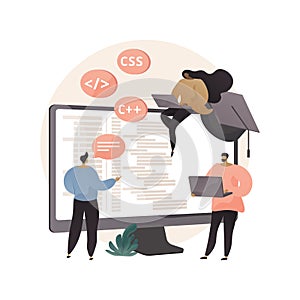Coding workshop abstract concept vector illustration.