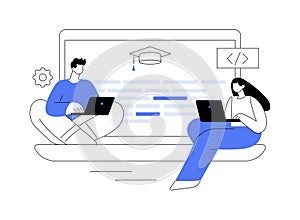 Coding workshop abstract concept vector illustration.