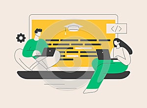Coding workshop abstract concept vector illustration.