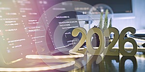 2026 Coding Workspace with Source Code Screens, Neon Cable Light and Modern Developer Desk Setup