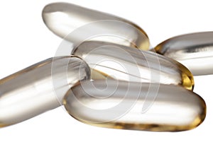 Codliver Oil Pills on White Background.
