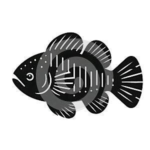 Coelacanth Fish Silhouette Vector on White Background