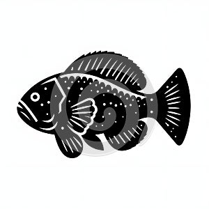 Coelacanth Fish Silhouette Vector on White Background