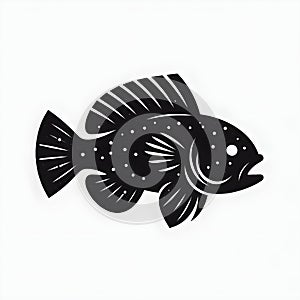 Coelacanth Fish Silhouette Vector on White Background