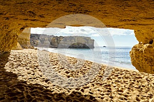 Coelha beach with cliffs and cave, Faro disctrict, Portugal