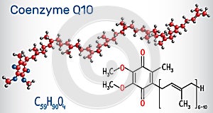 Coenzyme Q10 ubiquinone, ubidecarenone, coenzyme Q, CoQ10 mole photo