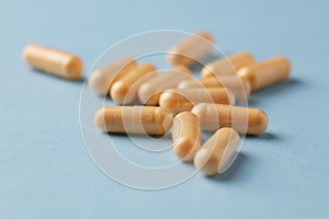 Coenzyme Q10 capsules. Dietary supplements.
