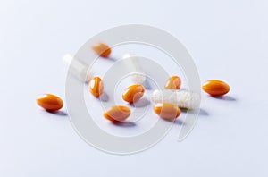 Coenzyme Q10 and Vitamin C, capsules. Antioxidants.