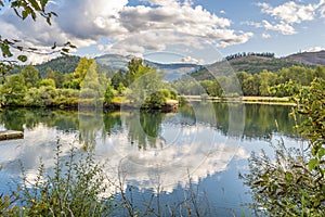 The Coeur d`Alene River in the Silver Valley area of North Idaho, USA photo