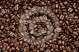 Cofee background. Beans of cofee.