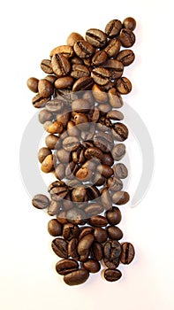 Cofee beans on white background