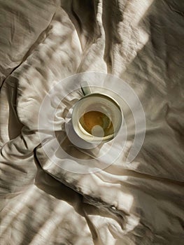Cofee in bed beautiful fotographer