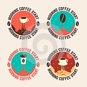 Cofee cup launch emblems