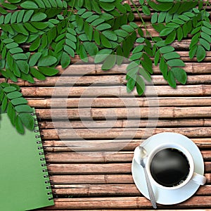 Cofee cup on wooden background