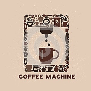 Cofee machine icon set of icons.