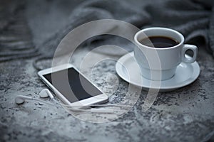 Cofee and mobile phone