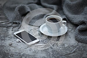 Cofee and mobile phone