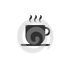 Cofee or tea cup flat icon. Vector illustration isolated on white background.