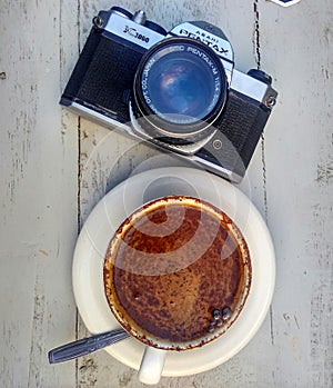 Coffe and analog camera