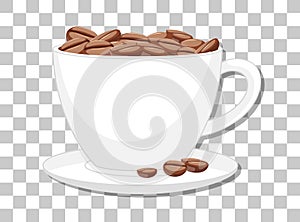 Coffe beans in a cup isolated on transparent background