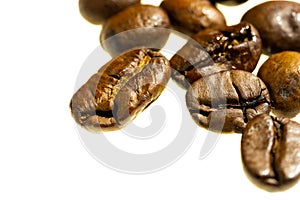 Coffe beans on white backgrouns isolated