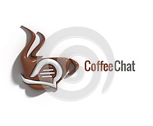 Coffe with Chat 3D Logo Design
