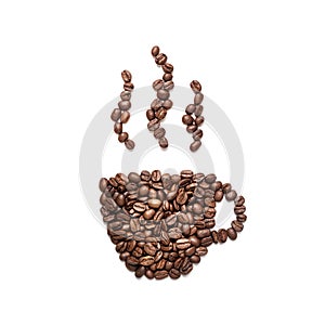 Coffe cup icon made of coffe beans