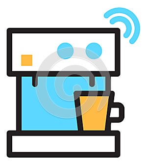 Coffe maker icon. Smart house device. Internet of things concept