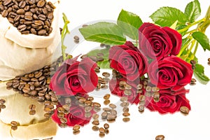 Coffebeans roses mirror 2