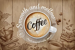 Coffee ads in engraving style