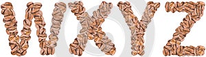 Coffee Alphabet Letters W-Z