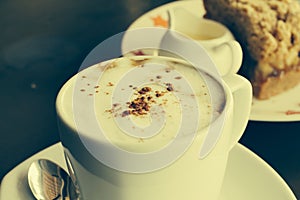 Coffee and apple crumple cake photo