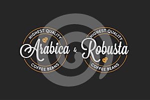 Coffee Arabica and Robusta logo on black background