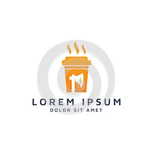 Coffee and ax negative space logo design